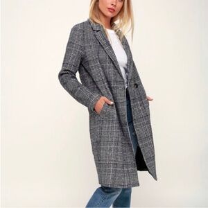 Lulus Chilly Out Glen Plaid Long Coat